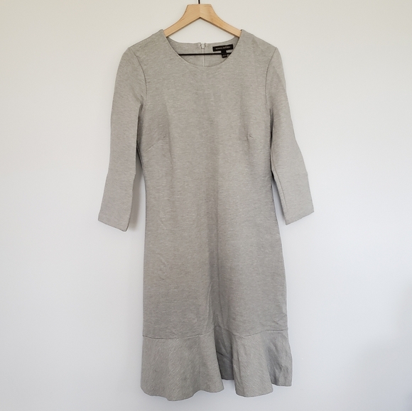 Banana Republic Heathered Grey Ponte Knit Flounce Ruffle Hem sz 8 - Picture 2 of 5